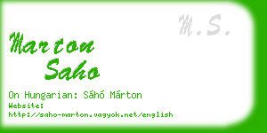 marton saho business card